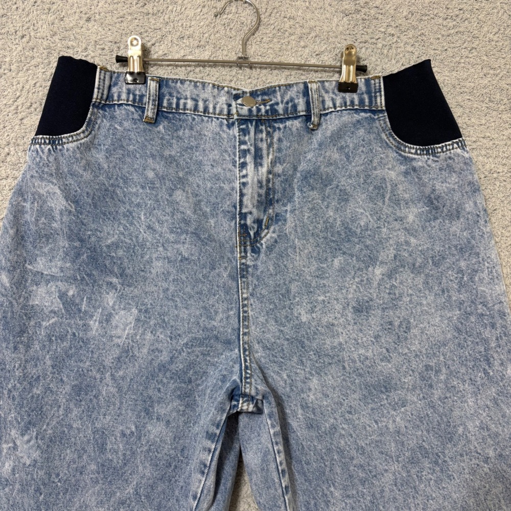 Wide Leg Comfortable Jeans Elastic Waist High Rise Acid Wash Blue Size 14 - Picture 3 of 12